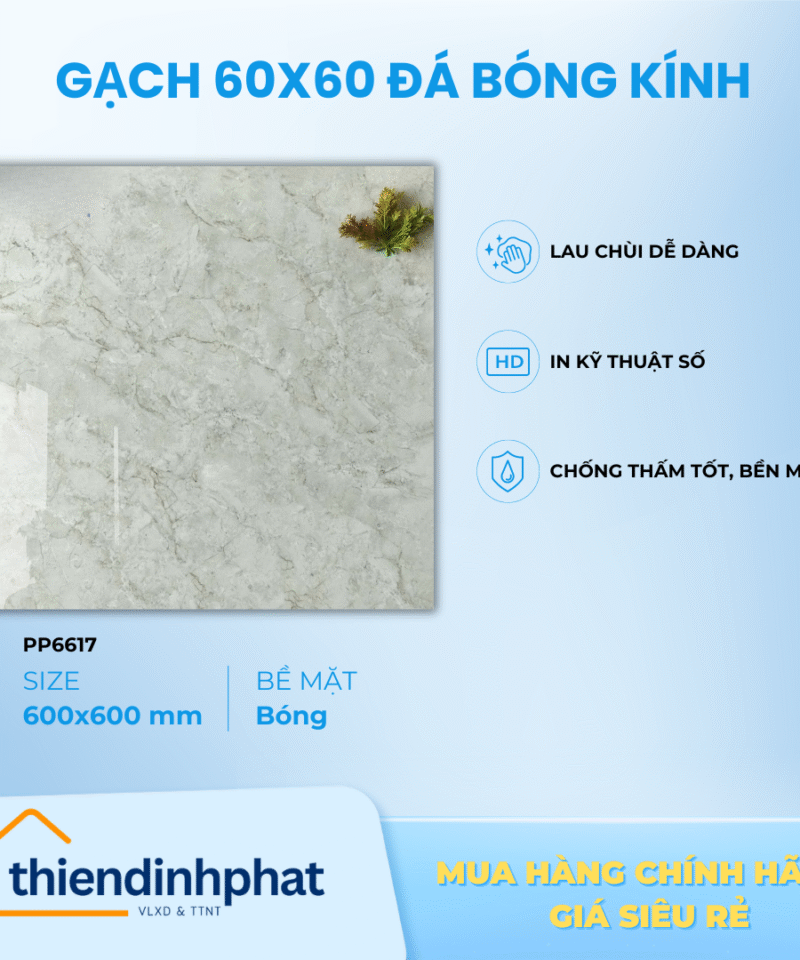 Gạch 60x60cm TDP606617 Đá Bóng Kính