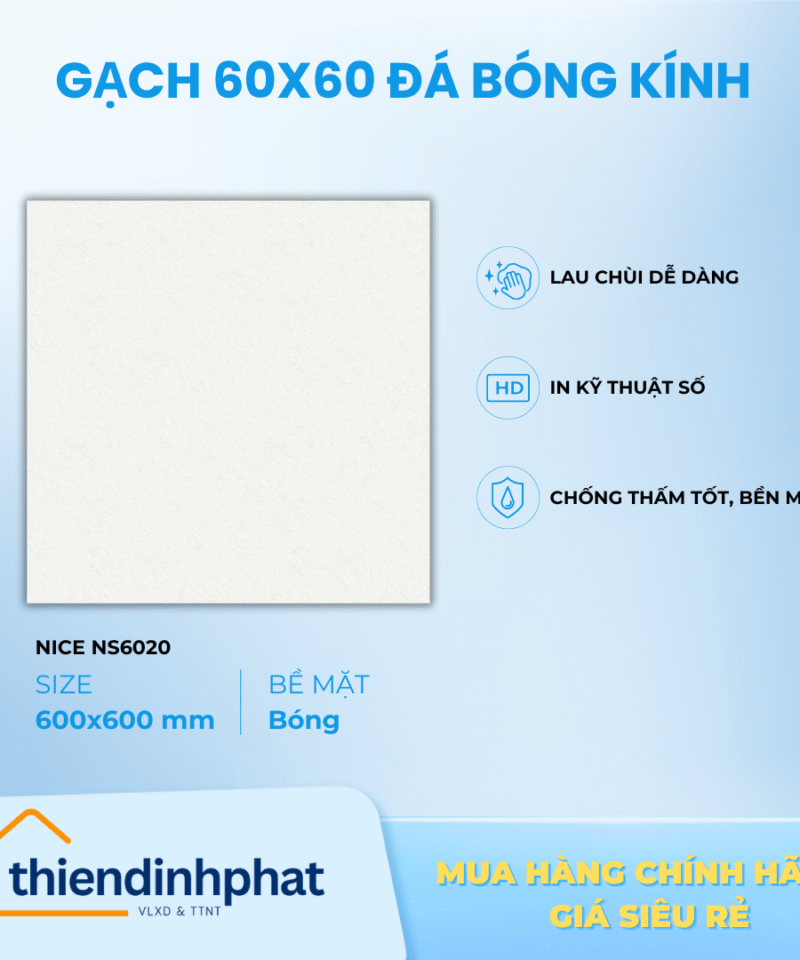 Gạch 60x60cm TDP606020 Đá Bóng Kính (Xà Cừ)