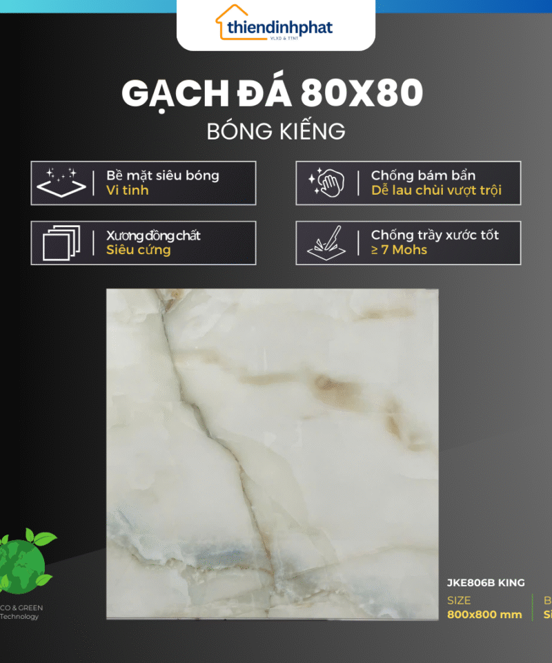 Gạch 80x80cm TDP80JKE806B Đá Bóng Kính Cao Cấp