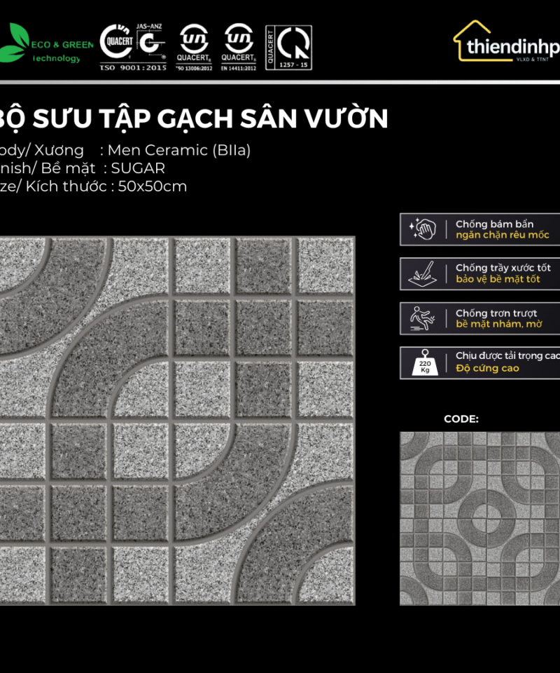 Gạch 50x50cm VT501612 Lát Sân Vườn