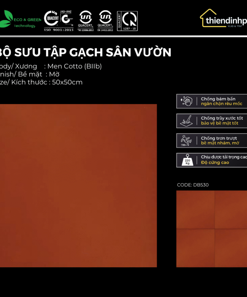 Gạch 50x50cm COTTO Tráng Men Viglacera Lát Sân Vườn
