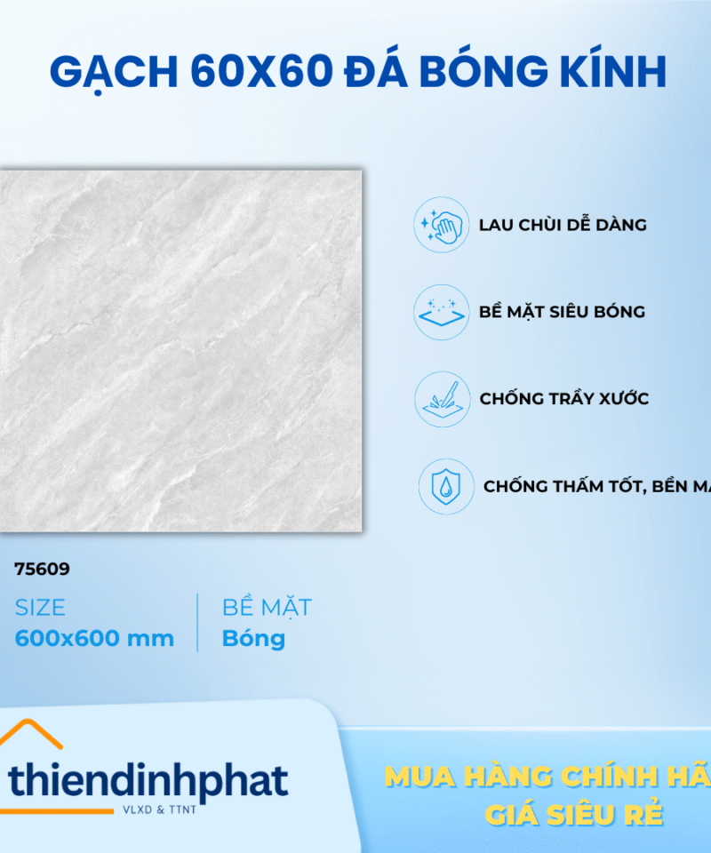 Gạch 60x60cm TDP6075609 Đá Bóng Kính