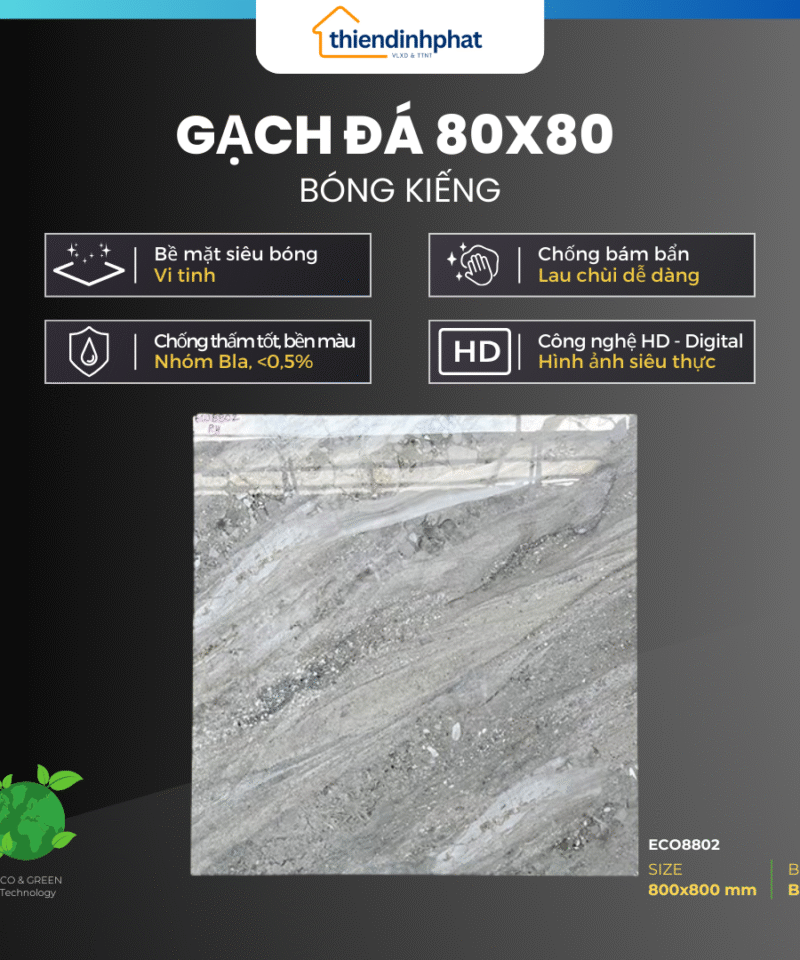 Gạch 80x80cm TDP808802 Đá Bóng Kính Cao Cấp