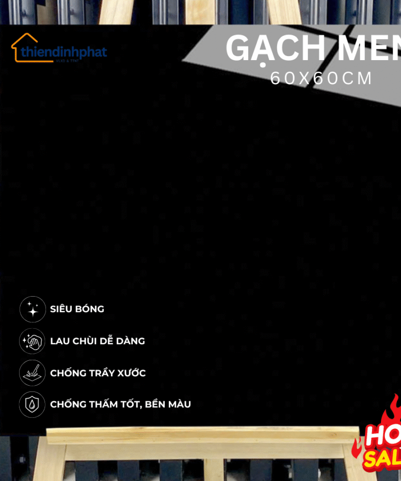 Gạch 60x60cm Đen Trơn (Viên)