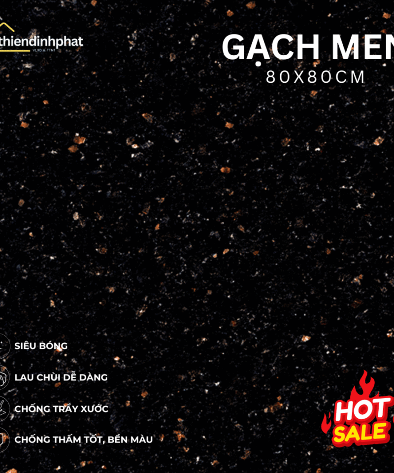 Gạch 80x80cm TDP80E8205 Đen Hoa Cương - Đá Bóng Kính Cao Cấp (Viên)
