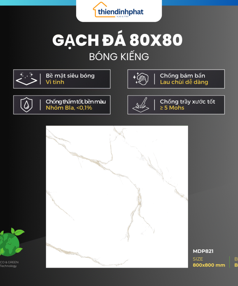 Gạch 80x80cm TDP80MDP821 MARBLE Đá Bóng Kính Cao Cấp