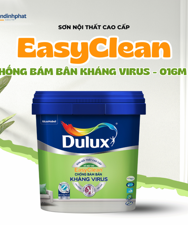 Sơn Nội Thất DULUX EasyClean Chống Bám Bẩn Kháng Virus - Mờ E016M (15L)