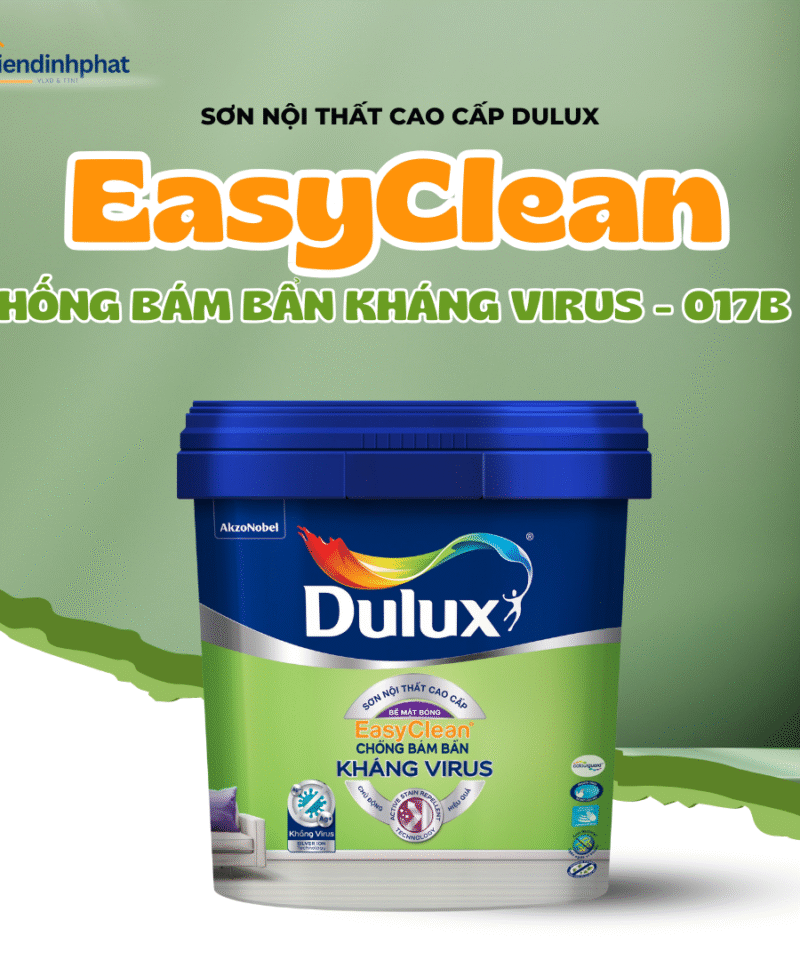 Sơn Nội Thất DULUX EasyClean Chống Bám Bẩn Kháng Virus - Bóng E017B (15L)