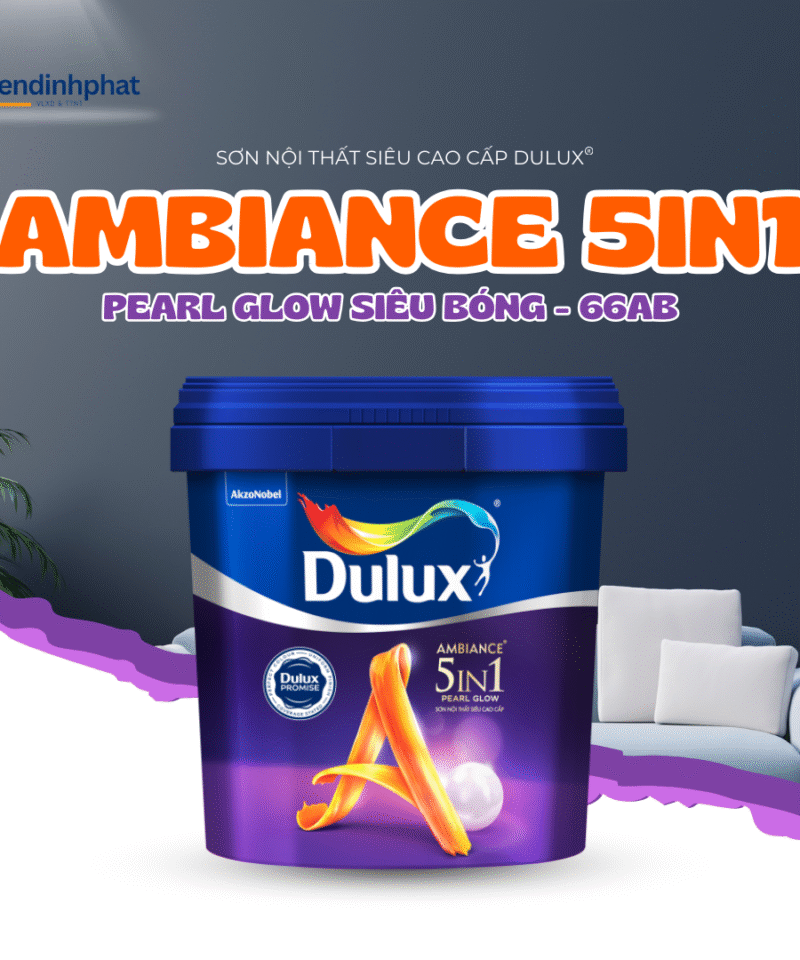 Sơn Nội Thất Siêu Cao Cấp DULUX Ambiance 5in1 Diamond Glow - Siêu Bóng 66AB (15L)