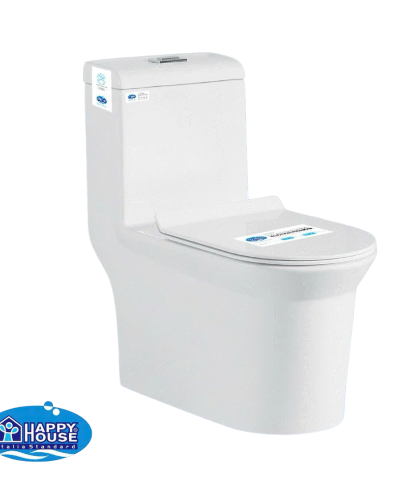 Bồn Cầu 1 Khối HappyHouse 8029 Nắp Êm (Tặng Vòi Xịt VX02)