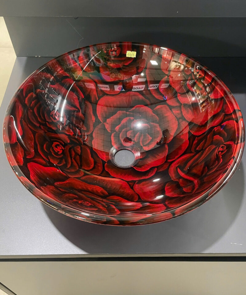 Chậu Rửa Lavabo Đặt Bàn TDP05 Hoa Hồng