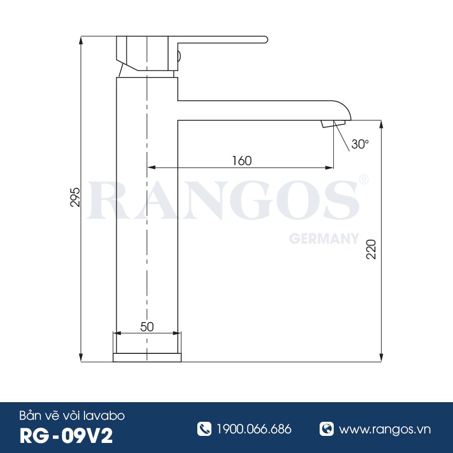 Thông số kỹ thuật vòi lavabo Rangos